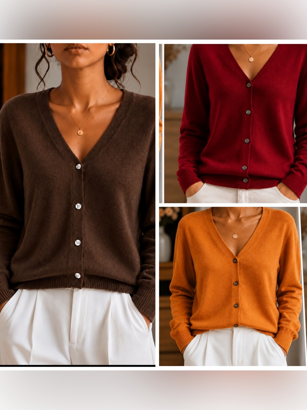 Women’s Luxury CASHMERE Blend V-Neck Button Cardigan Sweater